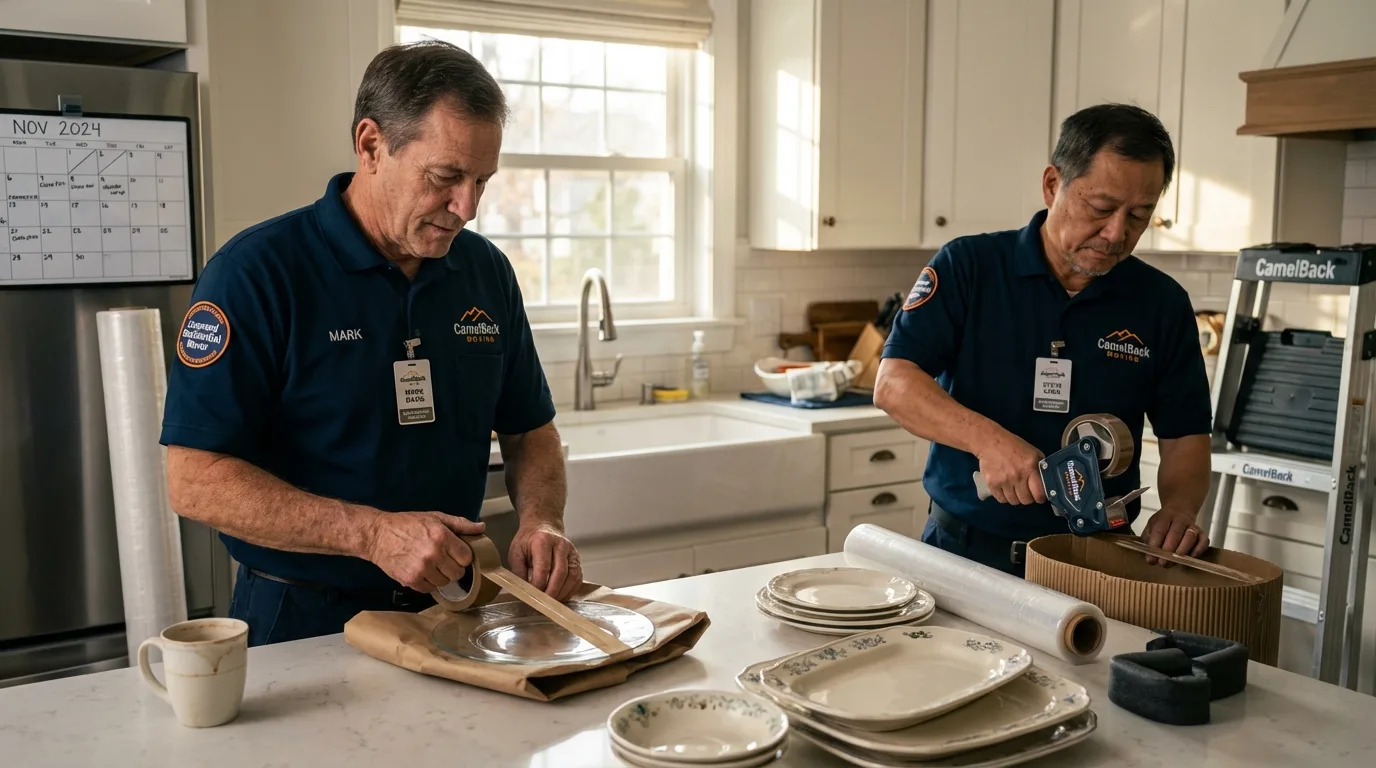 Professional crew packing kitchen dishware in Bismarck, ND